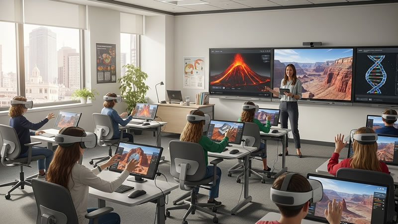 Students Engaged In Virtual Learning