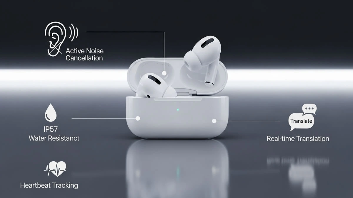 Apple AirPods Pro 3 with enhanced sound, powerful noise cancellation, and new fitness features